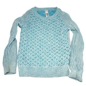 Cherokee Small 6/6X Light‎ Blue Sweater Open-Knit Stretch 100% Cotton Soft Comfy